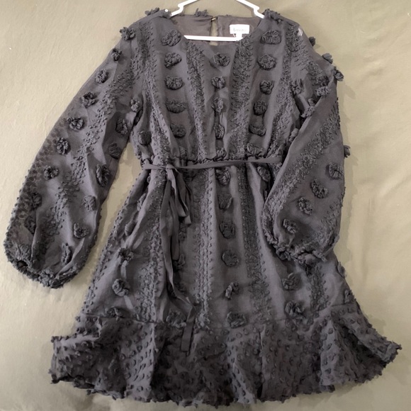 NWOT Eloise Black LS Pom Dress - Picture 2 of 4